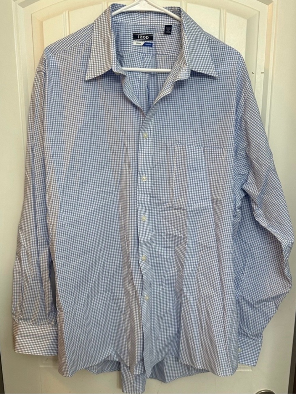 Izod Light Blue Micro-Check Dress Shirt
